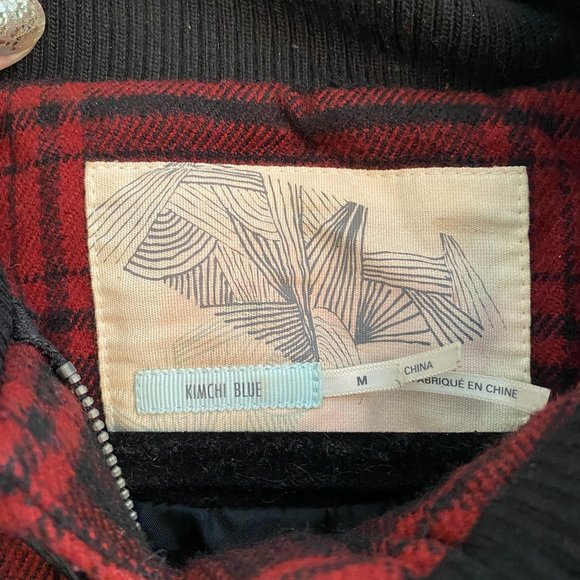 UO Kimchi Blue - Red/Black Plaid Fur Jacket - Picture 4 of 5